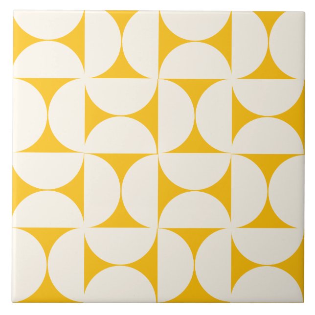 Gult Modern Geometric Semi Circles Tile Kakelplatta (Framsidan)