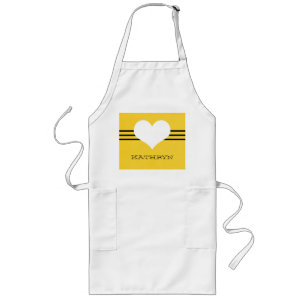 Gult Modern Heart Apron Långt Förkläde