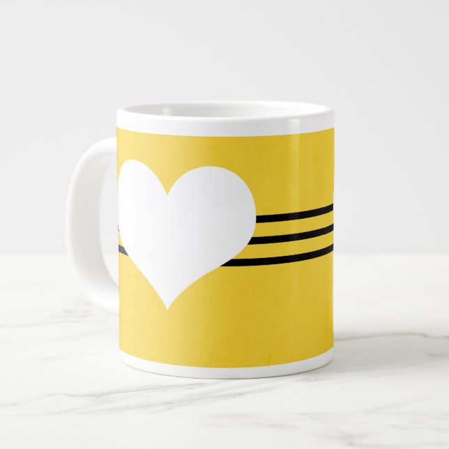 Gult Modern Heart Jumbo Mugg (Framsida vänster)