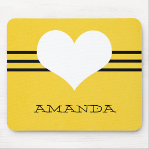 Gult Modern Heart Mousepad Musmatta