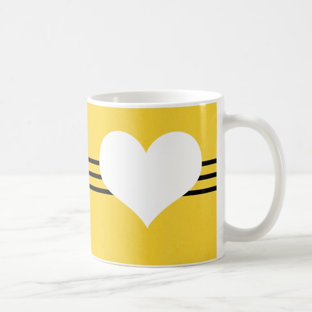 Gult Modern Heart Mugg (Höger)