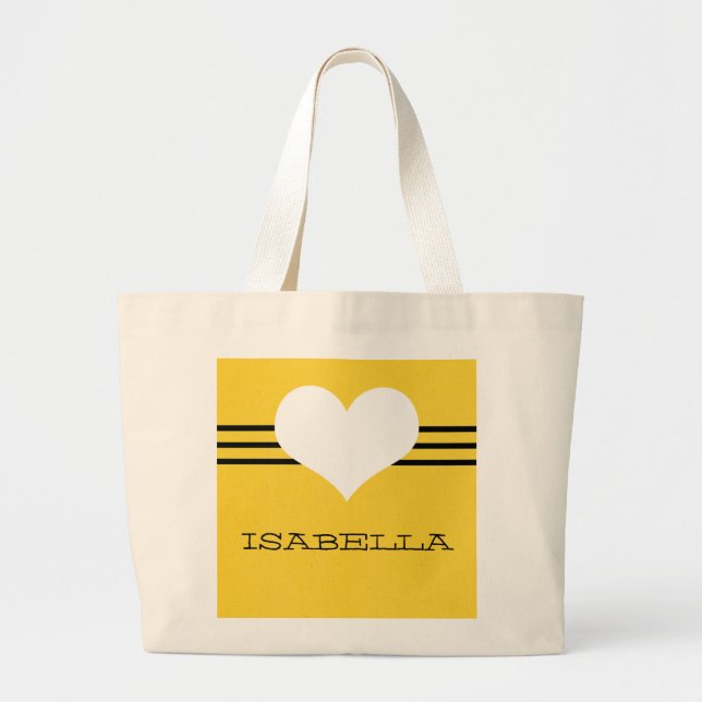 Gult Modern Heart Tote Bag Jumbo Tygkasse (Framsidan)