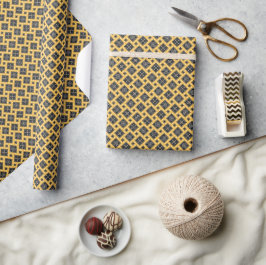 Gult Modern Lera Trasa Mönster Wrapping Papper Presentpapper