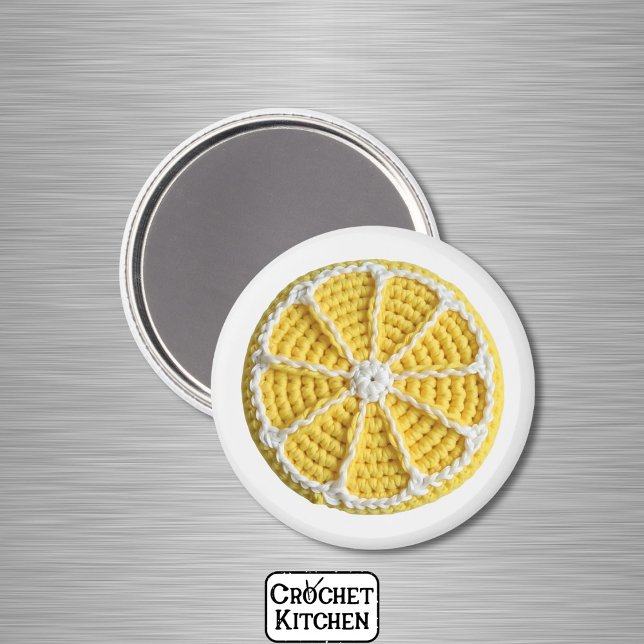 Gult Modern Minimal Fresh Crochet Lemon-segment Magnet (Skapare uppladdad)