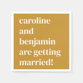 Gult Modern minimalistisk fet Personligt bröllp Pappersservett