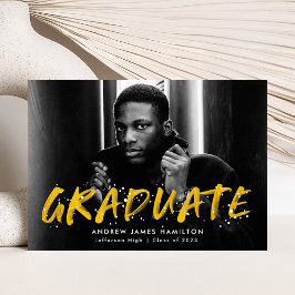 Gult Modern Paint Splatter Photo Studenten Meddelande