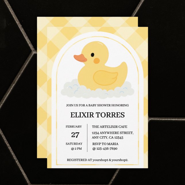 Gult Modern Rubber Ducky Baby Shower Inbjudningar (Skapare uppladdad)