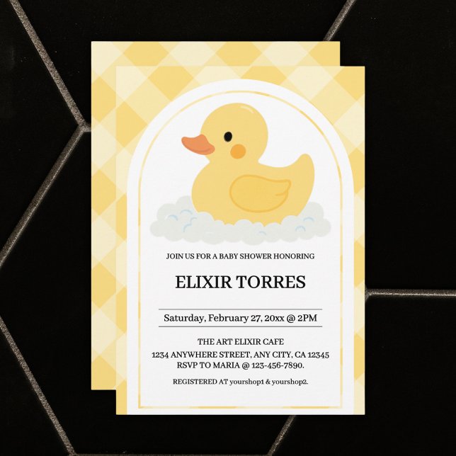 Gult Modern Rubber Ducky Baby Shower Inbjudningar (Skapare uppladdad)