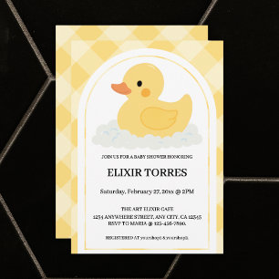 Gult Modern Rubber Ducky Baby Shower Inbjudningar