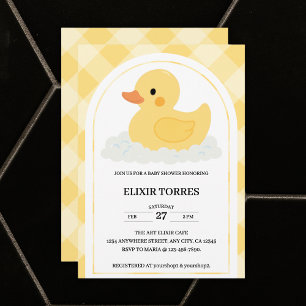 Gult Modern Rubber Ducky Baby Shower Inbjudningar