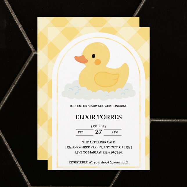 Gult Modern Rubber Ducky Baby Shower Inbjudningar (Skapare uppladdad)