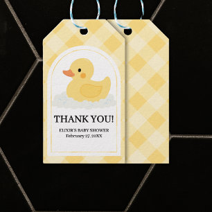 Gult Modern Rubber Ducky Baby Shower Presentetikett