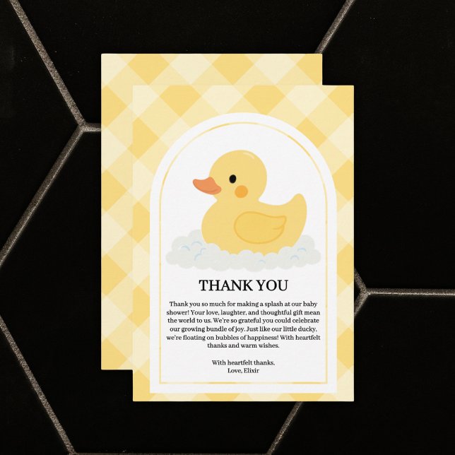 Gult Modern Rubber Ducky Baby Shower Tack Kort (Skapare uppladdad)