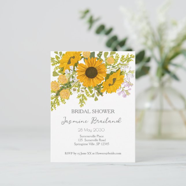 Gult Modern Sunblommor Bouquet Möhippa Vykort (Stående Fram)
