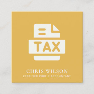 GULT MODERN TAX RETURN AGENT PREPARER ICON FYRKANTIGT VISITKORT