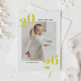 Gult Modern Typografi Gott nytt år 2022 Foto Helg Vykort