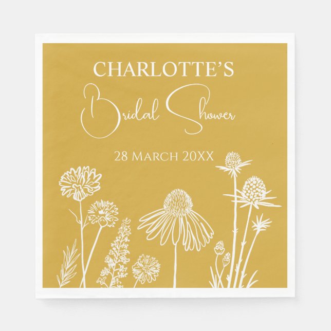 Gult Möhippa för jokererad Blommigt Pappersservett (Framsidan)