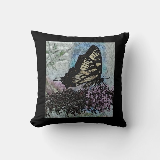 Gult Monarch Butterfly Pillow Kudde (Framsida)