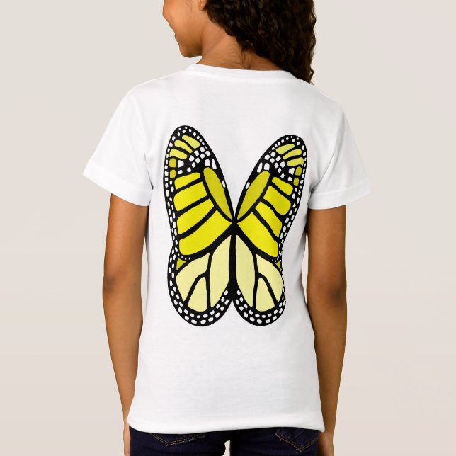 Gult Monarch Butterfly Vingar T Shirt (Baksida)