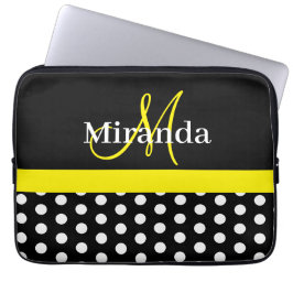 Gult Monogram Black White Polka Dot Laptop Fodral