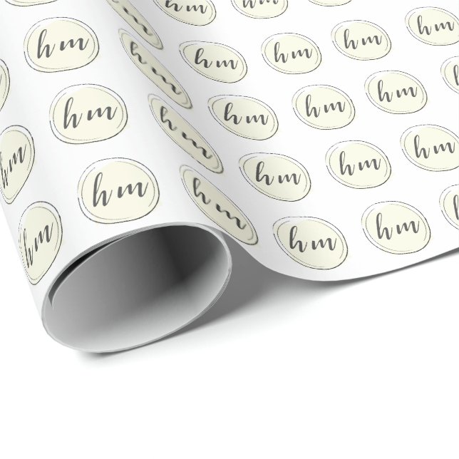 Gult Monogram Logotyp för första Anpassningsbarna Presentpapper (Rullad Hörn)