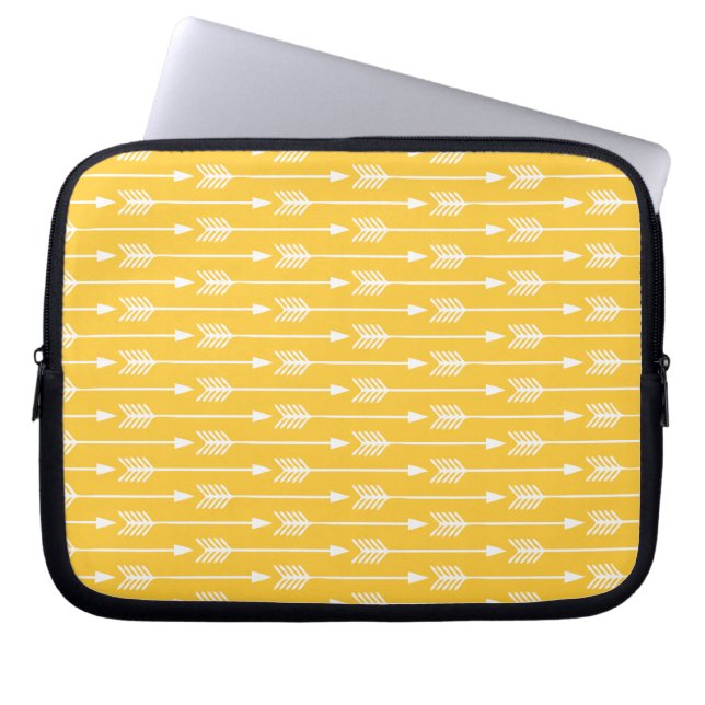Gult Mönster Laptop Sleeve (Framsidan)
