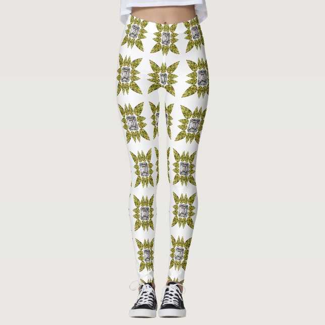 Gult Mönster Leggings (Framsida)