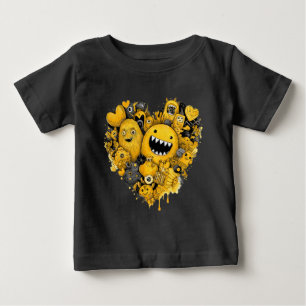 Gult Monsters in a Heart T Shirt