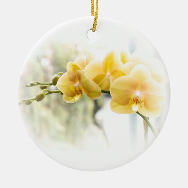 Gult Moth Orchid i Sunshine Julgransprydnad Keramik (Framsidan)