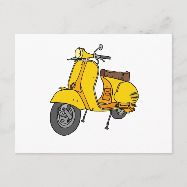 Gult Motor Scooter Vykort (Framsida)