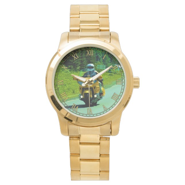 Gult motorcykel på motorväg #Gift Watch Range Armbandsur (Framsida)