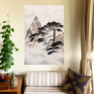 Gult Mountain i Rain Canvastryck