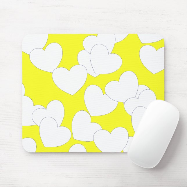 Gult Mousepad med stora vita öron Musmatta (Med mus)