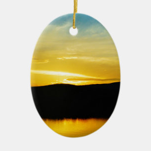 Gult Mt Sjö Sunset Julgransprydnad Keramik
