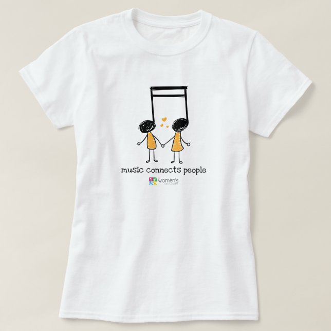 Gult Music Connects Personer T Shirt (Design framsida)