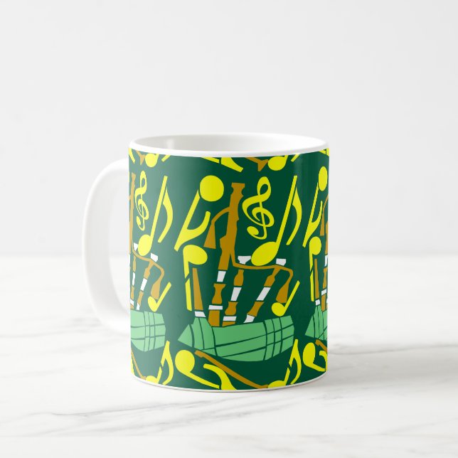 Gult Musik noter Kaffemugg (Framsida vänster)