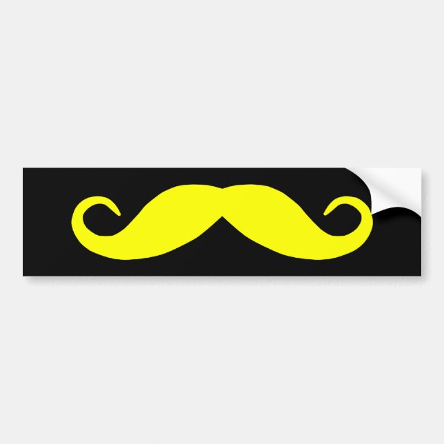 Gult Mustache Bumper Sticker Bildekal (Framsidan)