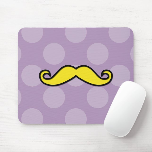 Gult Mustache, Curl Mustache, Stache, Polka dots Musmatta (Med mus)
