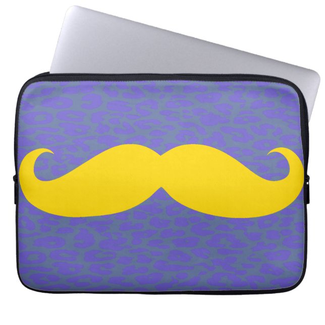 Gult Mustache Laptop Sleeve (Framsidan)