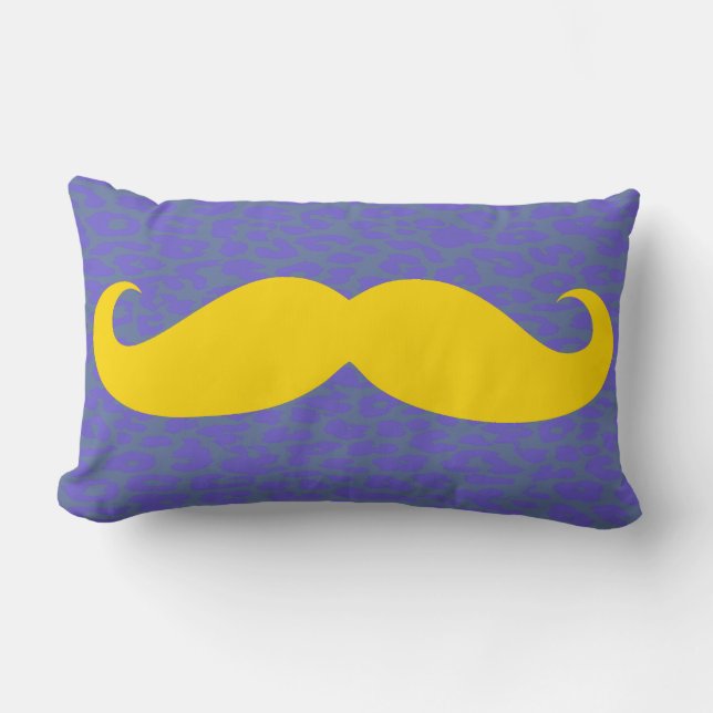 Gult Mustache på Leopard Skin Lumbarkudde (Framsida)