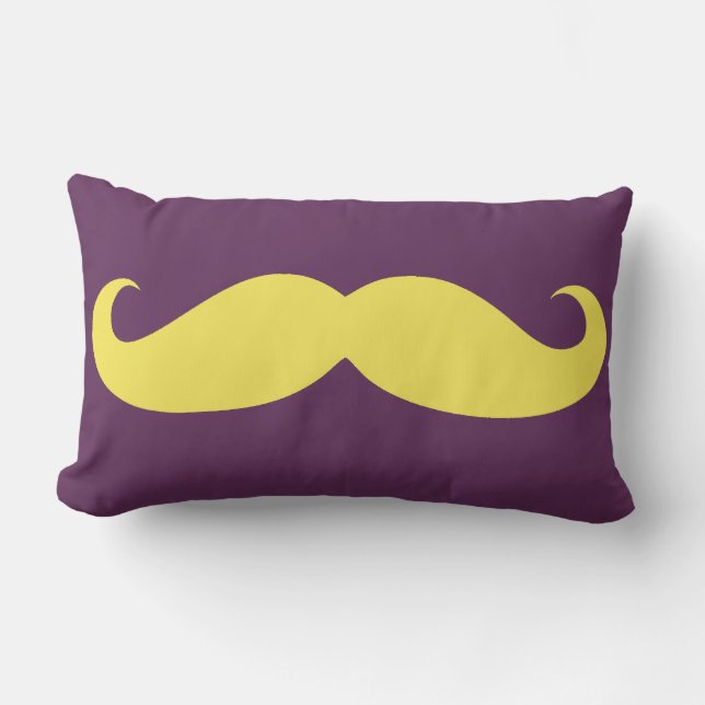 Gult Mustache på Lila Lumbarkudde (Framsida)
