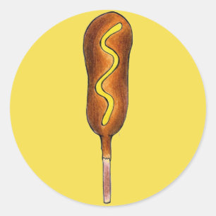 Gult Mustard Hett Maj Hund Corndog Carnival Food Runt Klistermärke