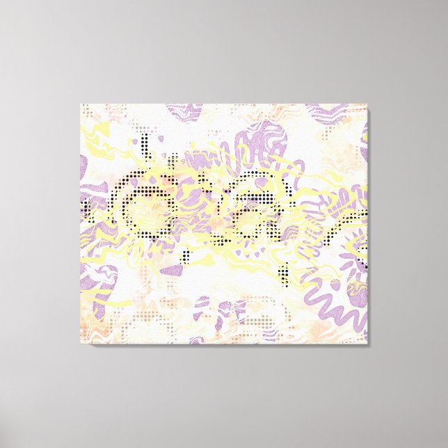 Gult Mustard vrider linjer och grumlig orange Canvastryck (Framsida)