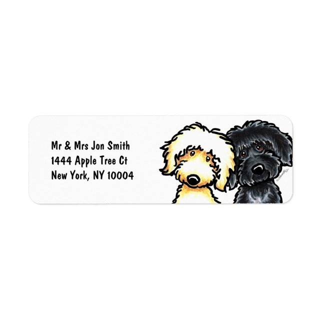 Gult n Black Labradoodle Returadress Etikett (Framsidan)