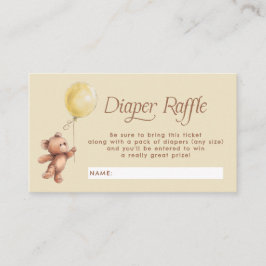 Gult Nalle Balloon Diaper Raffle Biljett Tilläggskort