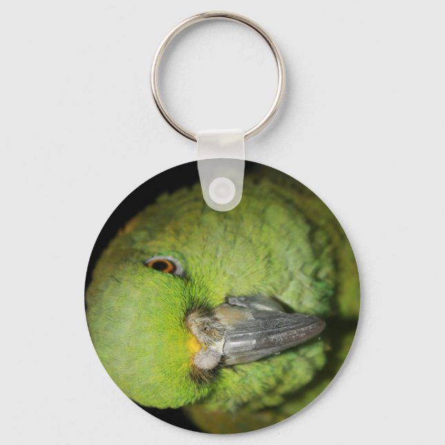 Gult-Naped Amazon Parrot Keychain Nyckelring (Framsida)
