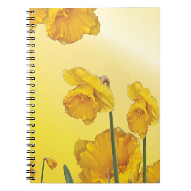 Gult Narcissus Daffodil Retro Vintage Anteckningsbok (Framsidan)