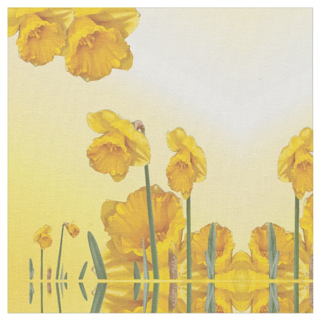 Gult Narcissus Daffodil Retro Vintage Tyg (Närbild)