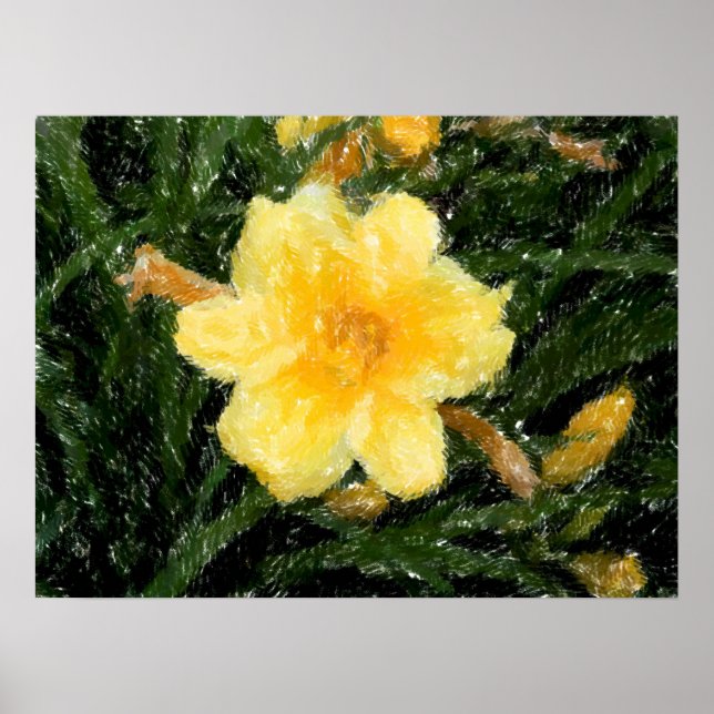 gult Narcissus Flower abstrakt original art Poster (Framsidan)