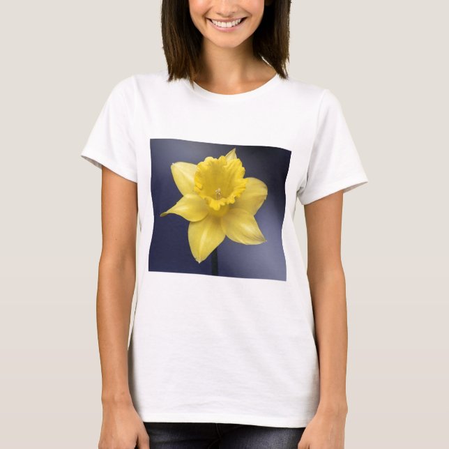Gult Narcissus Vattenfärgsfärg i färgen Flower Blo T-shirt (Framsida)